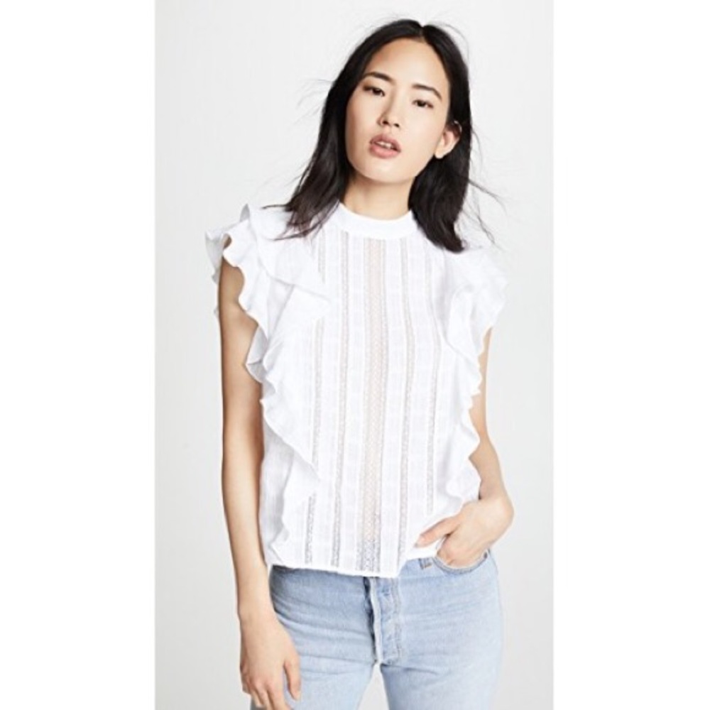 Veronica Beard Sol Top White Ruffled